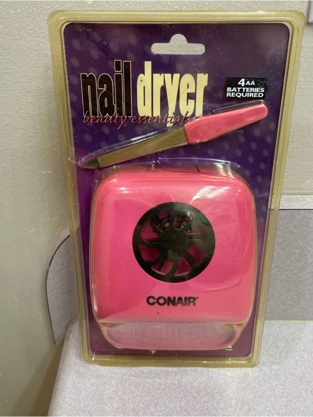 CONAIR Hot Pink Portable Nail Dryer + File Beauty Essential NEW-SEALED